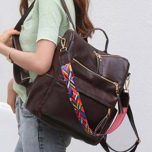 Coffee Washed Convertible Backpack by LEZA